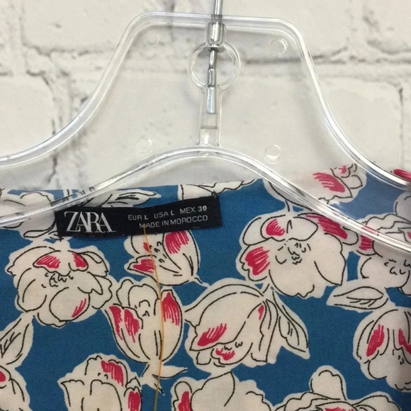 Zara Large Puff Sleeve Floral Mini Wrap Dress - Picture 5 of 6